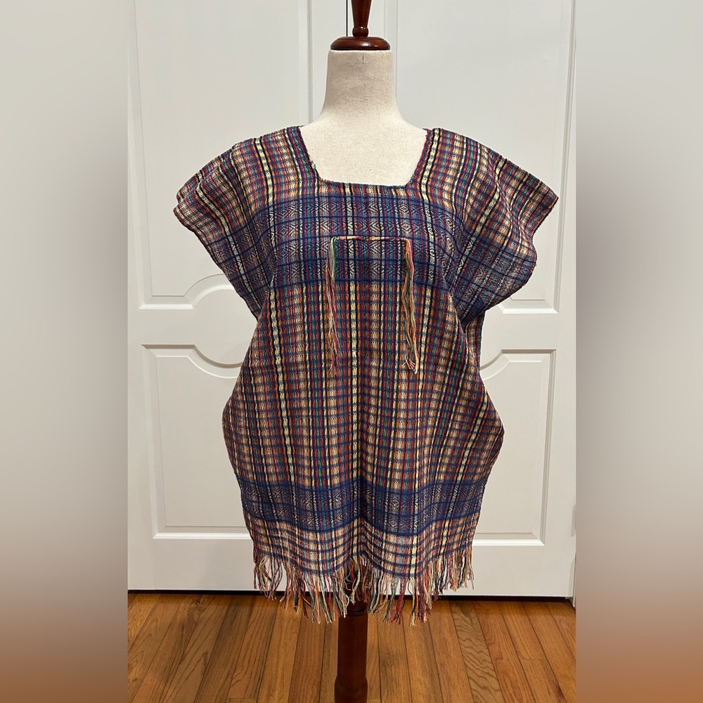 Multicolor Treadle Loom blouse made in Oaxaca Mexico. Blusa deshilada!